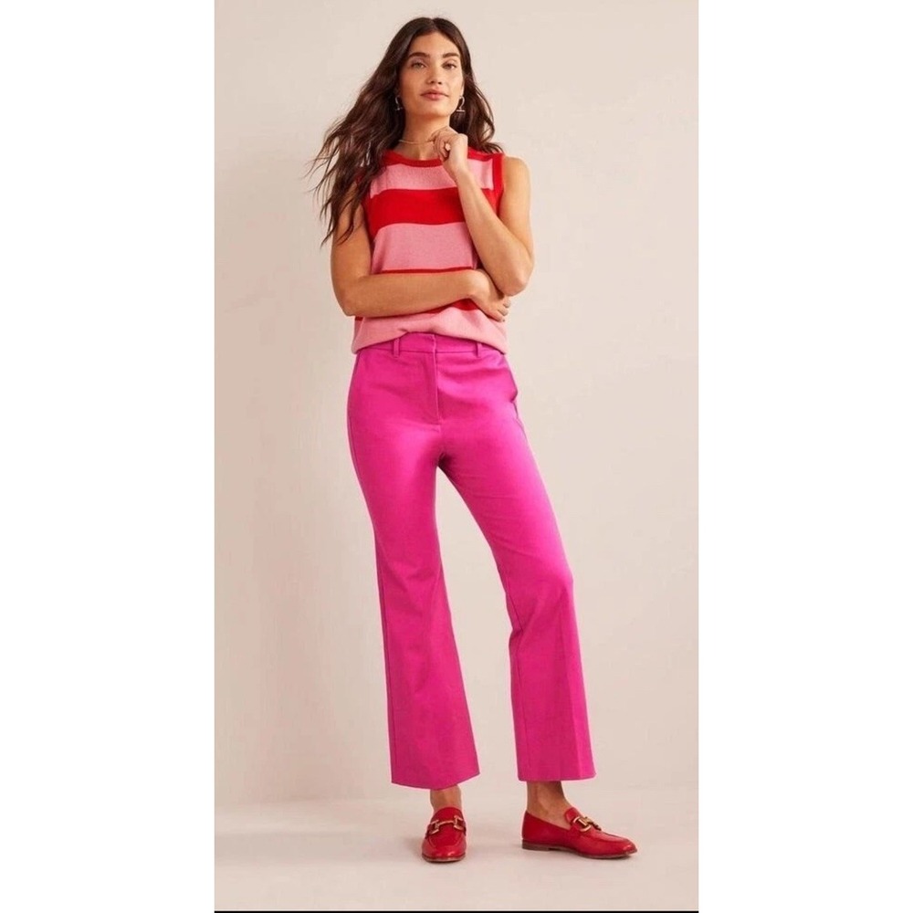 Boden Crop Flare Pants Size 8R Women's Stretch Mid Rise Pockets